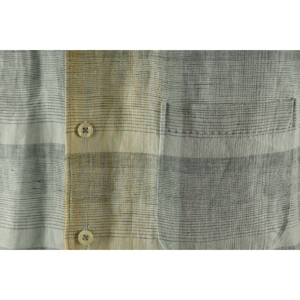 Tommy Bahama Men's XL Short Sleeve Gray Orange Stripe Linen Button Up Camp Shirt - Picture 6 of 10